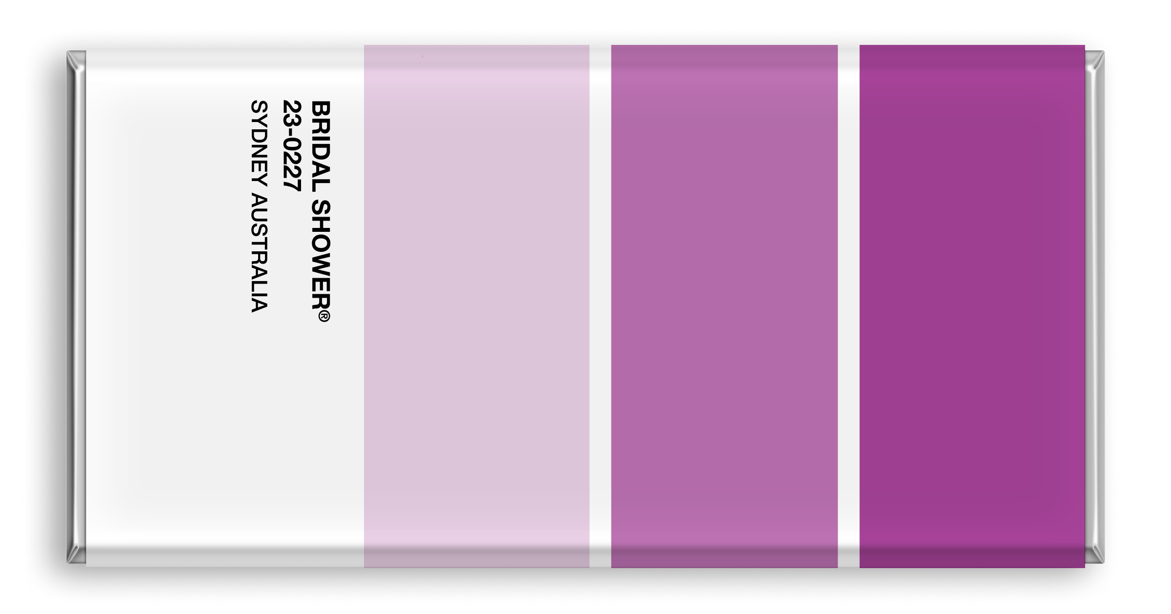 Chocolate bar with Pantone colour-inspired purple gradient.