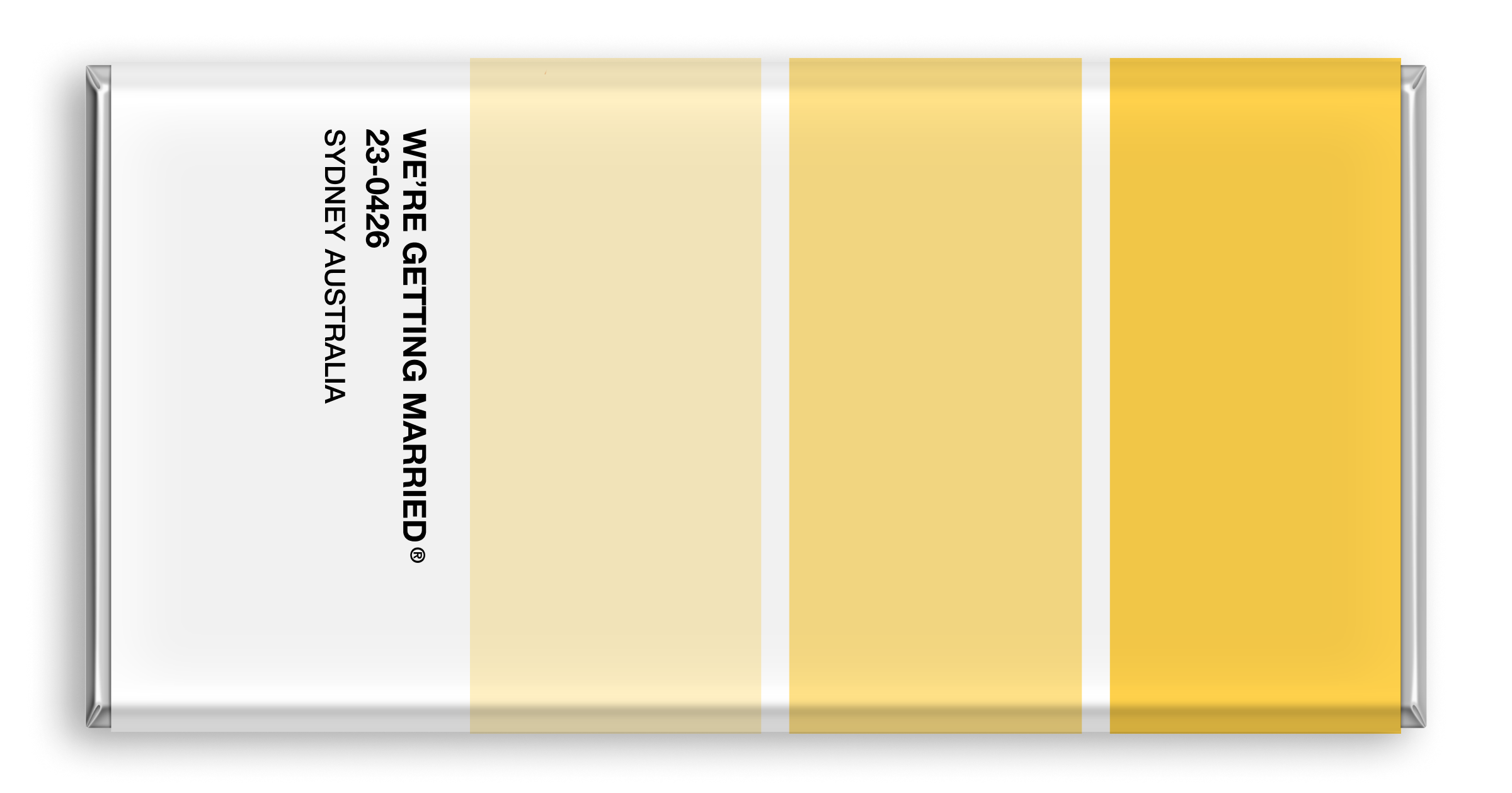 Chocolate bar with Pantone colour-inspired yellow gradient.