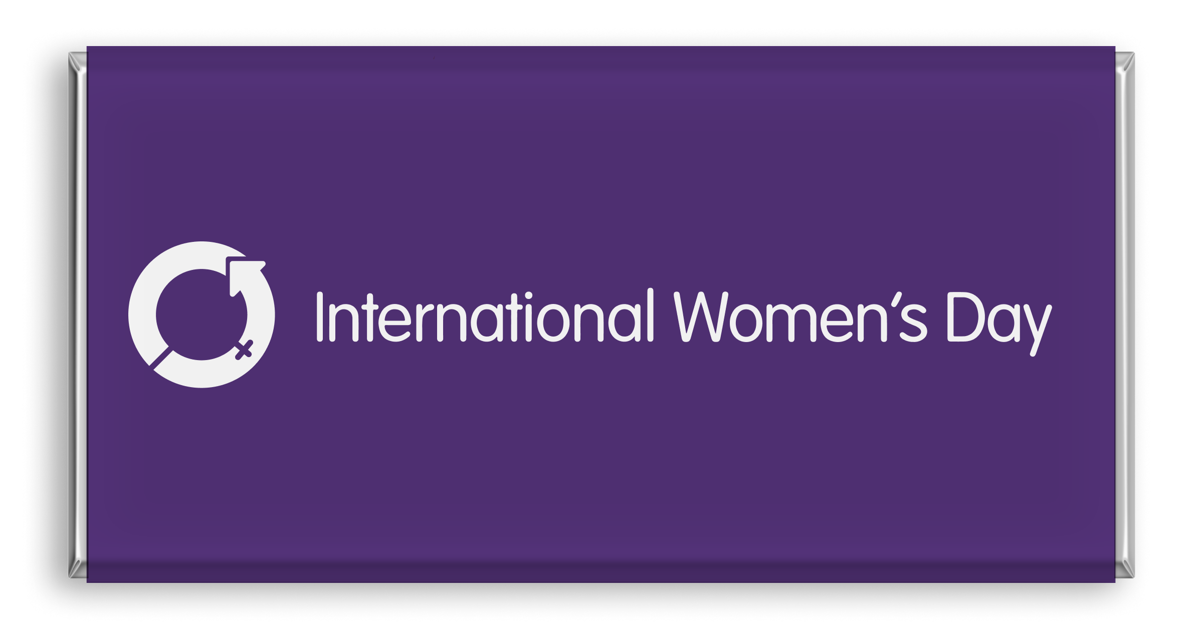 Purple International Women's Day and Women Empowerment chocolate bar.