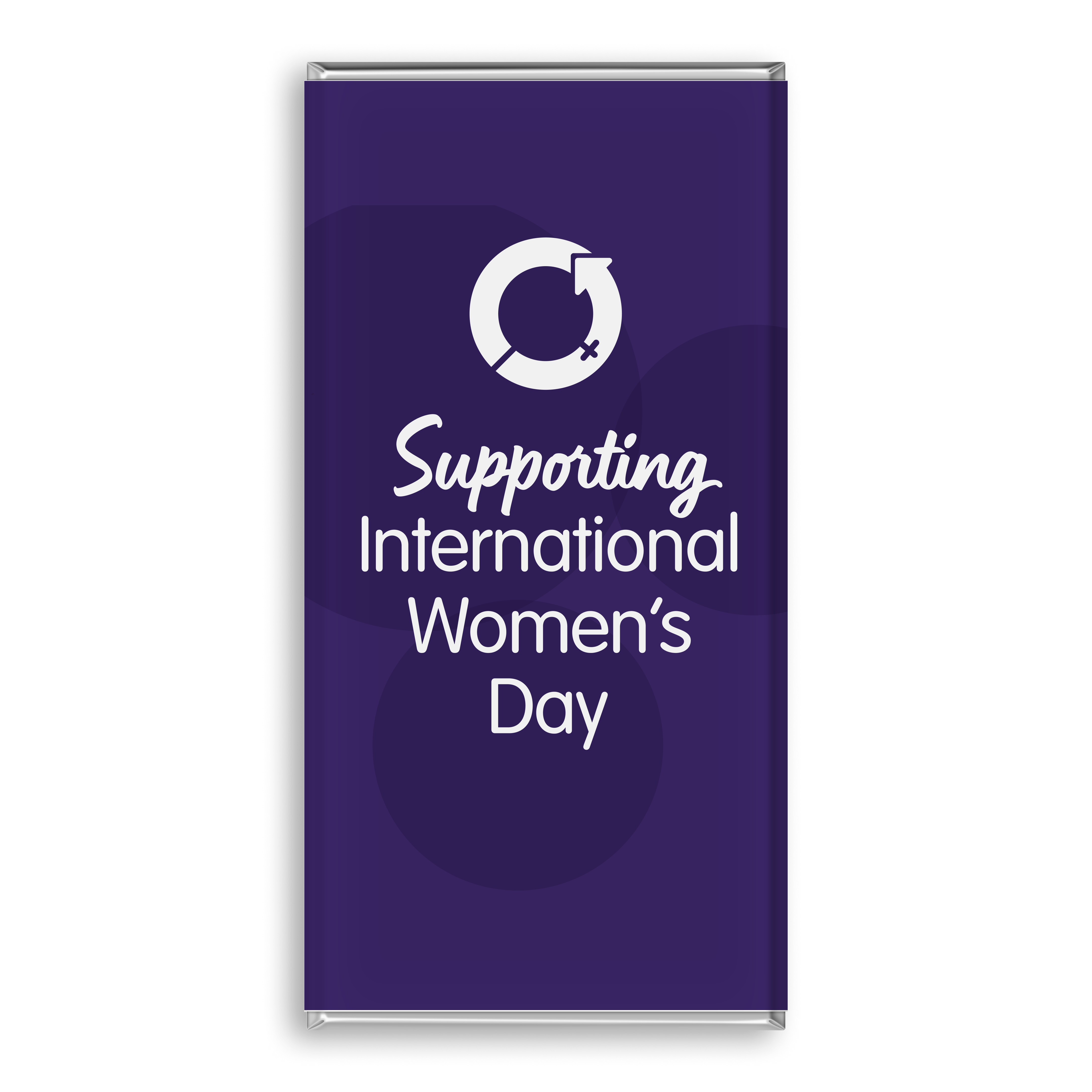 Purple International Women's Day and Women Empowerment chocolate bar.