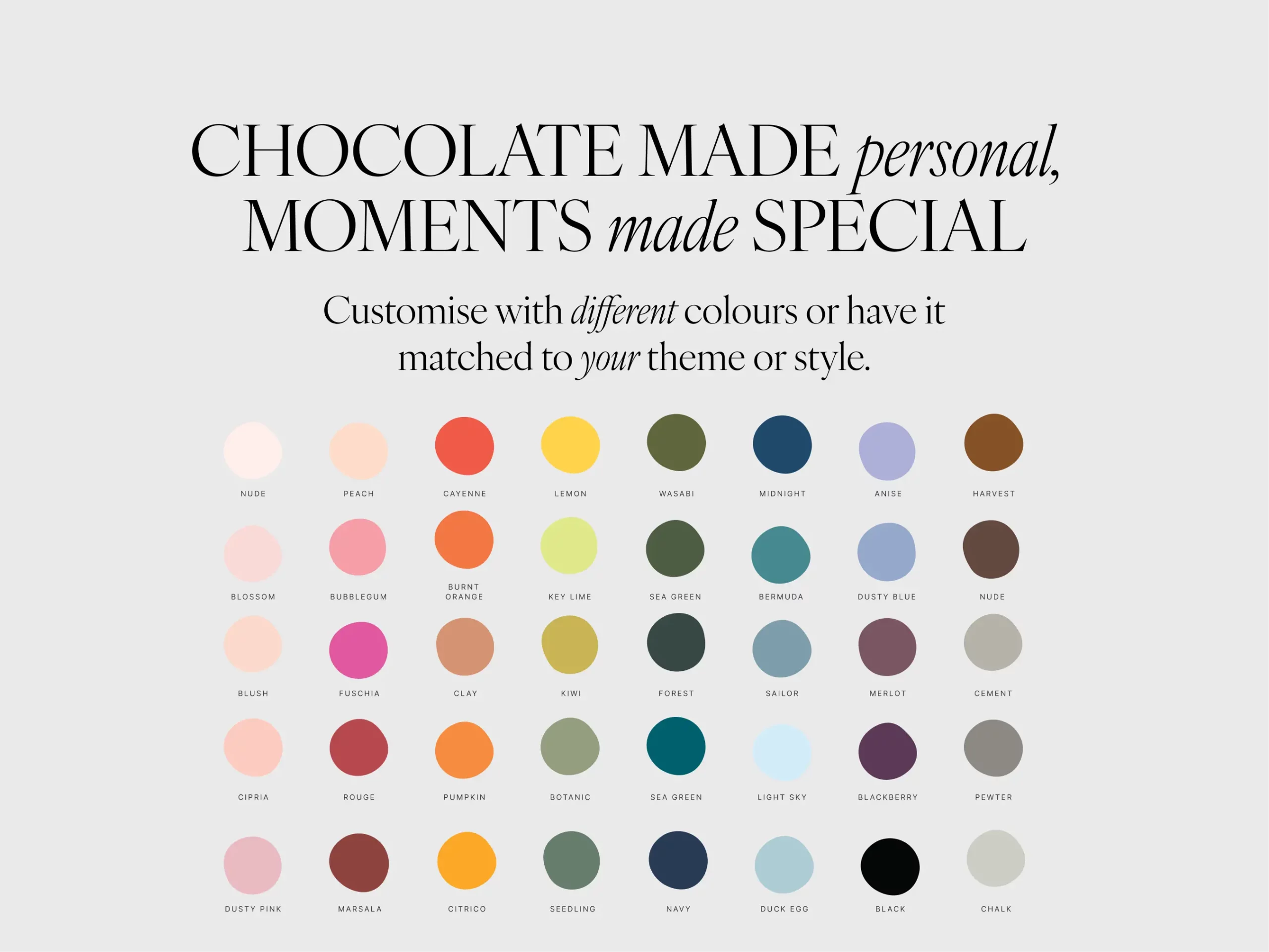 Barilliant Personalised Chocolate Bars Colour Selection