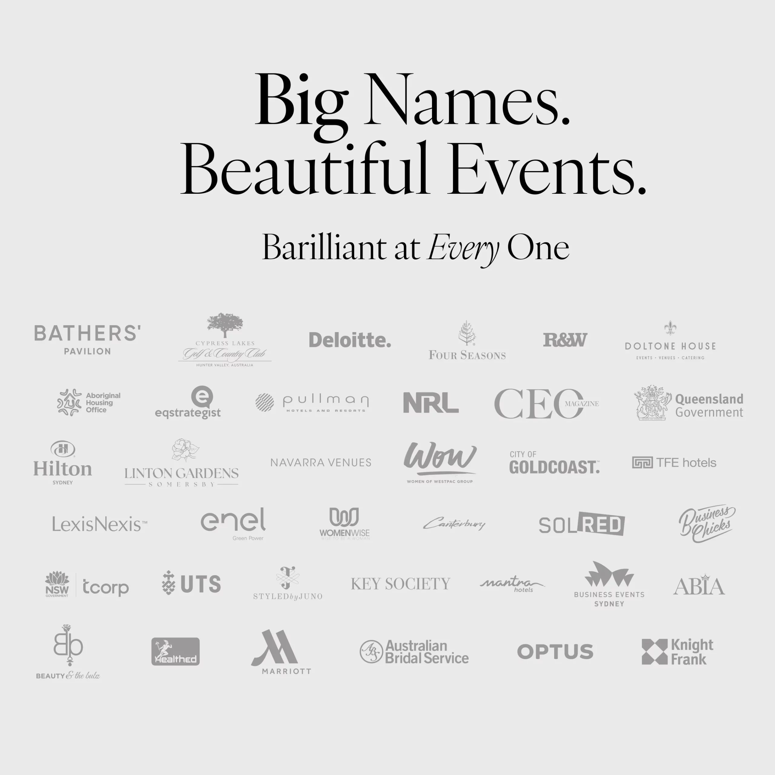 Barilliant Personalised Chocolate Bar Client List