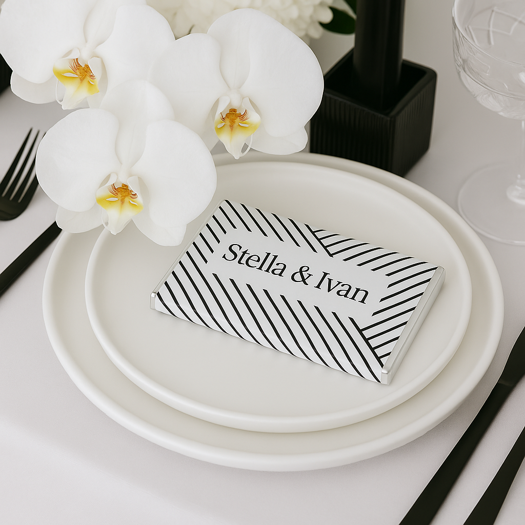 Barilliant Personalised Stripe Wedding Chocolate Bars